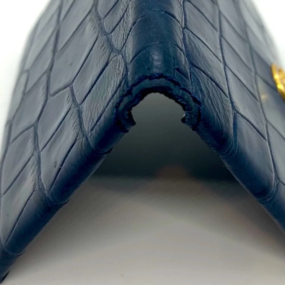 Tory Burch Parker Embossed Foldable Card Case Navy Professional Quite Luxury - Picture 5 of 9